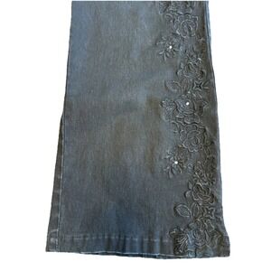 Y2K Acezung Black Jeans Embroidered 5 Pockets Women's Size 30-30 Slight flare